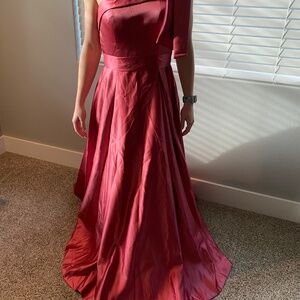 One shoulder satin formal dress cinnamon rose NWT 4